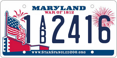 MD license plate 1AB2416