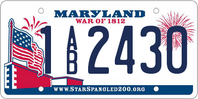 MD license plate 1AB2430