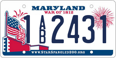 MD license plate 1AB2431