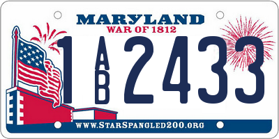 MD license plate 1AB2433
