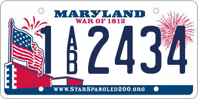 MD license plate 1AB2434