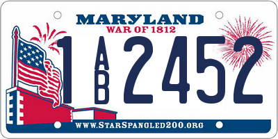 MD license plate 1AB2452