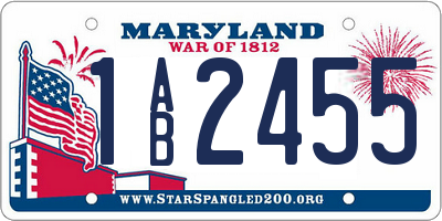 MD license plate 1AB2455