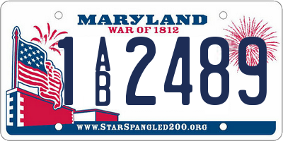 MD license plate 1AB2489