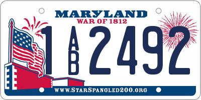 MD license plate 1AB2492