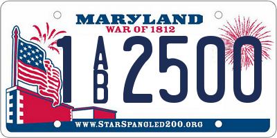 MD license plate 1AB2500