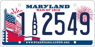 MD license plate 1AB2549