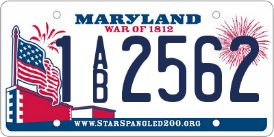MD license plate 1AB2562