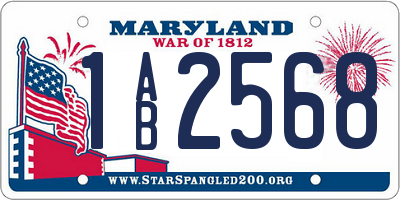 MD license plate 1AB2568