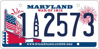 MD license plate 1AB2573