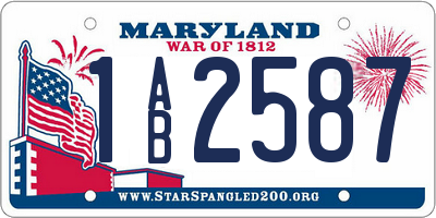 MD license plate 1AB2587