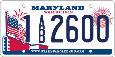 MD license plate 1AB2600