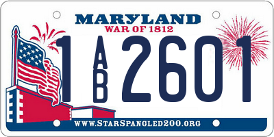 MD license plate 1AB2601