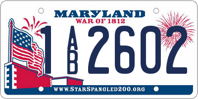 MD license plate 1AB2602