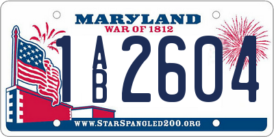 MD license plate 1AB2604