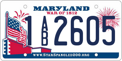 MD license plate 1AB2605