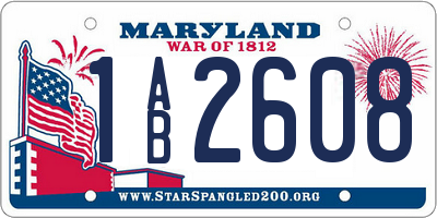 MD license plate 1AB2608