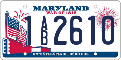 MD license plate 1AB2610