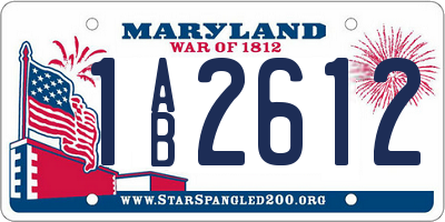 MD license plate 1AB2612