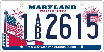 MD license plate 1AB2615