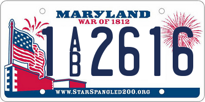 MD license plate 1AB2616