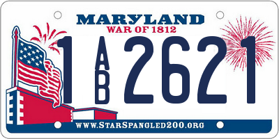 MD license plate 1AB2621