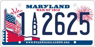 MD license plate 1AB2625