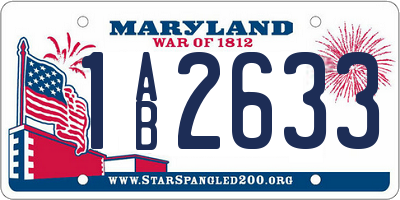 MD license plate 1AB2633