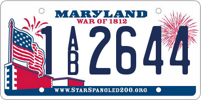 MD license plate 1AB2644