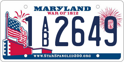 MD license plate 1AB2649