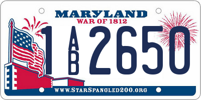 MD license plate 1AB2650