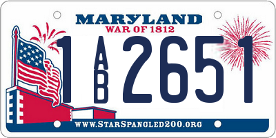 MD license plate 1AB2651