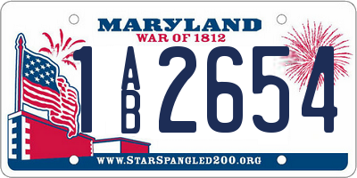 MD license plate 1AB2654