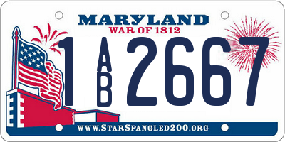 MD license plate 1AB2667