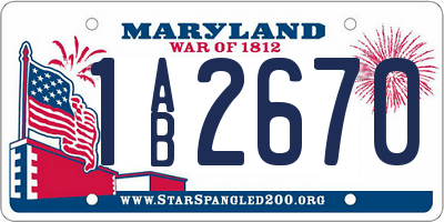 MD license plate 1AB2670