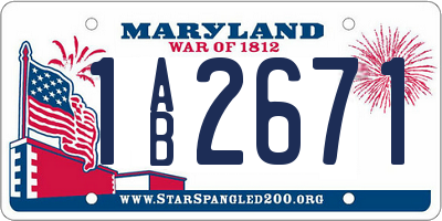 MD license plate 1AB2671