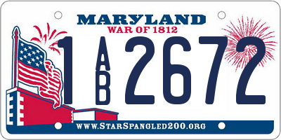 MD license plate 1AB2672