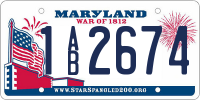 MD license plate 1AB2674