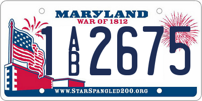 MD license plate 1AB2675