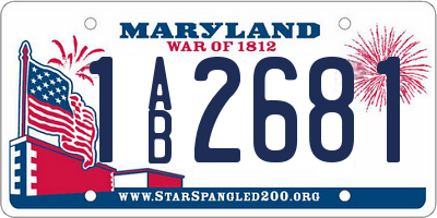 MD license plate 1AB2681