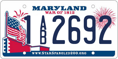 MD license plate 1AB2692