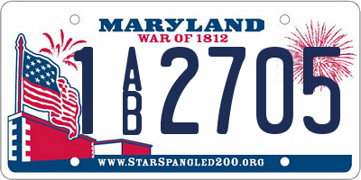 MD license plate 1AB2705