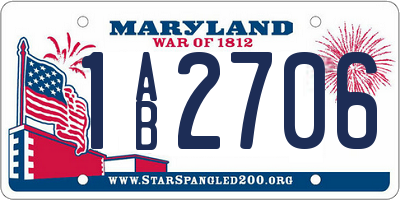 MD license plate 1AB2706