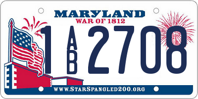 MD license plate 1AB2708