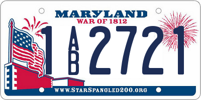 MD license plate 1AB2721