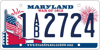 MD license plate 1AB2724