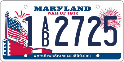 MD license plate 1AB2725