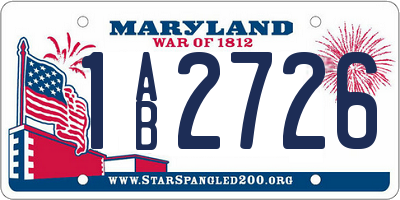 MD license plate 1AB2726