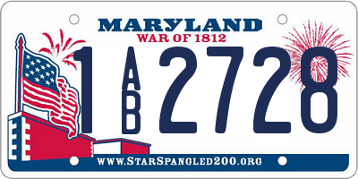 MD license plate 1AB2728