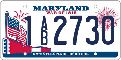 MD license plate 1AB2730